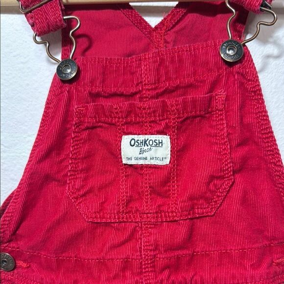 OshKosh B'gosh Red Corduroy Overalls Dress Classic Style - Picture 5 of 5